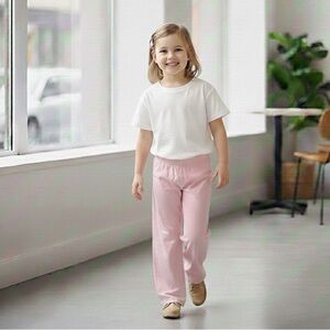 Light Pink and White Girls Pajama Pants